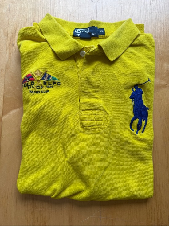 Polo Ralph Lauren Other - Polo Ralph Lauren Big Pony Yacht Club Polo Shirt XL Yellow Blue Rugby Preppy